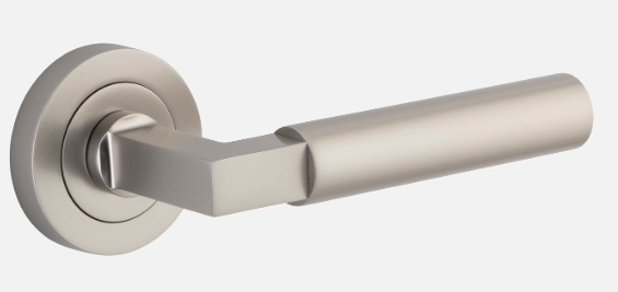 Iver Berlin Door Lever 0349 Round Rose Satin Nickel - Passage ,Privacy & Entrance