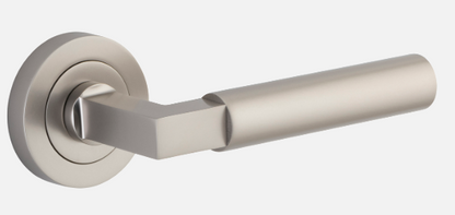 Iver Berlin Door Lever 0349 Round Rose Satin Nickel - Passage ,Privacy & Entrance