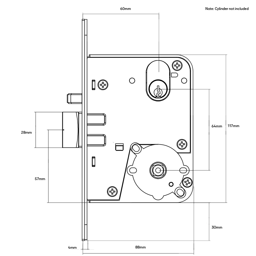 Commercial Door Locking Kits SELECTOR MKII- 60MM INCL FURNITURE SATIN CHROME