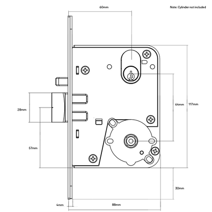 Commercial Door Locking Kits SELECTOR MKII- 60MM INCL FURNITURE SATIN CHROME
