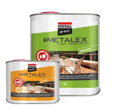 Soudal Metalex Concentrated Timber Preservative 500ml ,1Litre ,4Litres &  20Litres Green & Clear Priced per unit - Minimum order Quantity 6 Units for 500 ml and 1 litre
