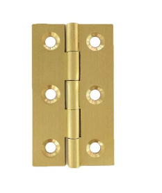Lohala Hinge Brass 25mm x 20mm x 1.2mm , 38mm x 22mm x 1.2mm & 51mm x 29mm x 1.3mm Fixed Pin - Brushed and Lacquered