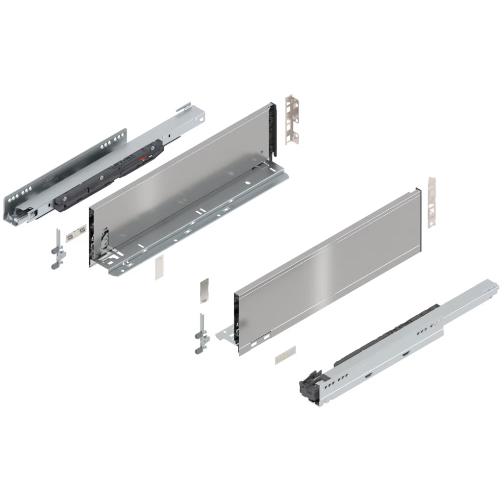 Blum Legrabox pure kitset stainless steel Length 450mm x 106mm - 257mm ( height 4 Options) 40kg