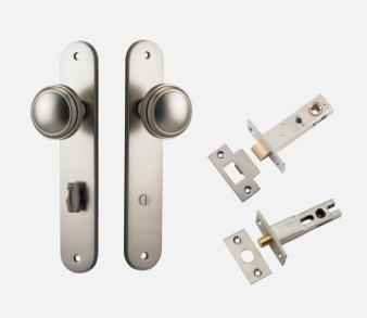 Iver Paddington Door Knob 14832 Oval Backplate Satin Nickel - Passage ,Privacy & Entrance