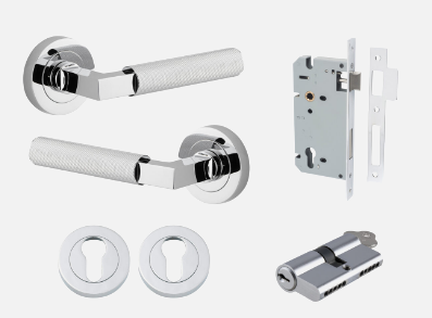 Iver Brunswick Door Lever 0354 Round Rose Polished Chrome - Passage ,Privacy & Entrance