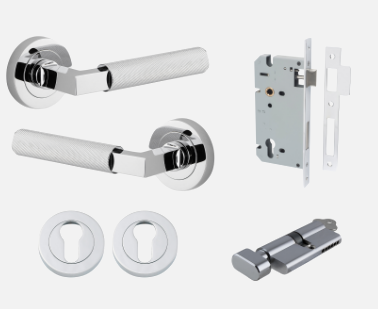 Iver Brunswick Door Lever 0354 Round Rose Polished Chrome - Passage ,Privacy & Entrance