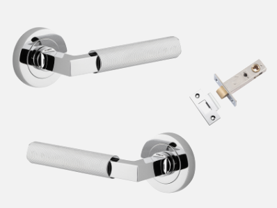 Iver Brunswick Door Lever 0354 Round Rose Polished Chrome - Passage ,Privacy & Entrance