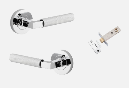 Iver Brunswick Door Lever 0354 Round Rose Polished Chrome - Passage ,Privacy & Entrance