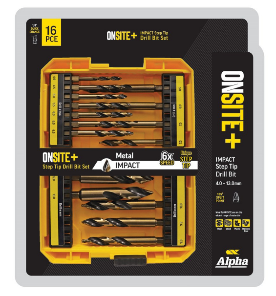 Trucut Heavy Duty Alpha 16 Piece & 23 Piece ONSITE Plus Impact Step Tip Drill Set