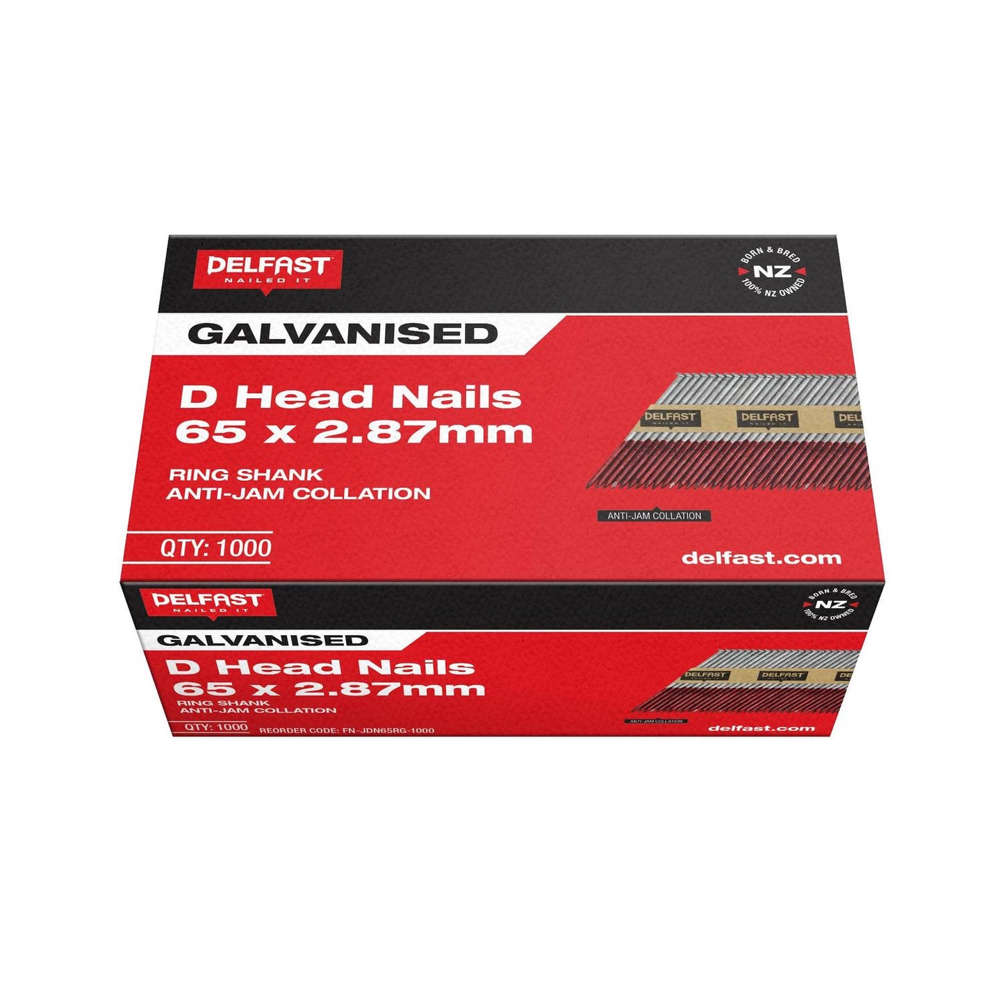 Box of Delfast D Head Nails 65 x 2.87mm on a white background