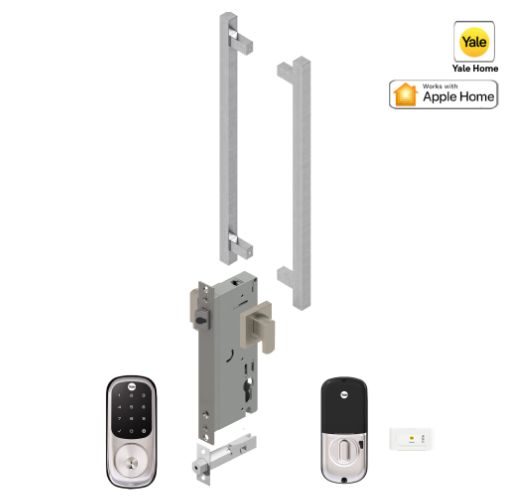 YALE ASSURE KEYED SMART-READY LOCK WITH APEX 145X375 ENTRANCE SET SATIN NICKEL & MATT BLACK