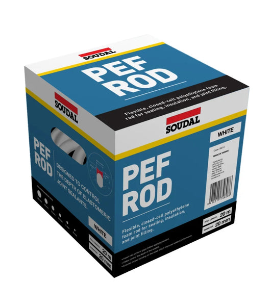 SOUDAL PEF BACKING ROD MULTIPLE SIZES WHITE  PRICED PER ROLL MINIMUM ORDER QUANTITY 12 ROLLS