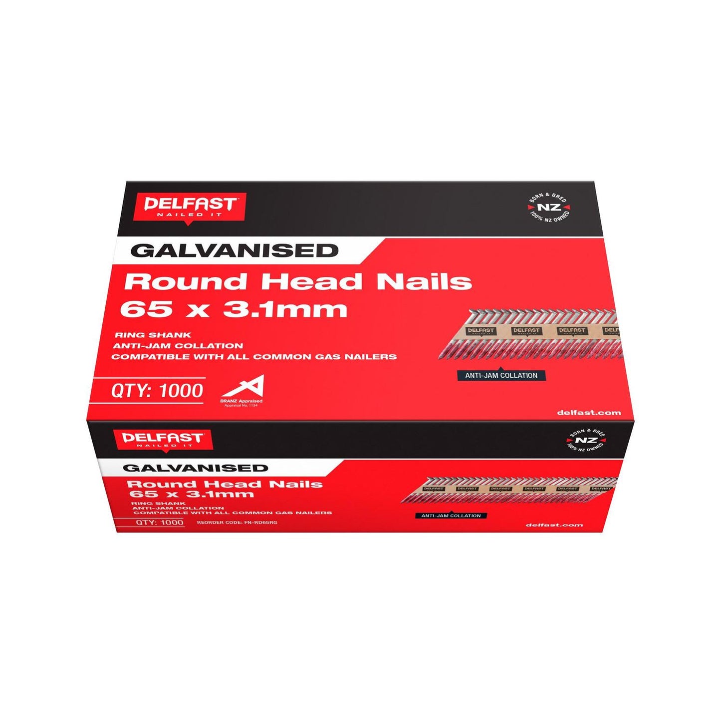 Delfast Ring Galvanised Round Head Nails Available in 2 sizes  50 x 3.1mm,65 x 3.1mm Box 3000.
