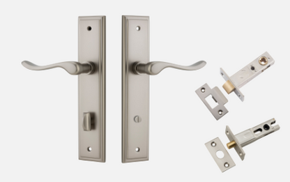 Iver Stirling Door Lever 14926 Stepped Backplate Satin Nickel  - Passage ,Privacy & Entrance