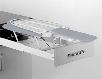 Hafele Germany Ironing board, Ironfix, for installation behind drawer front panel Folding, Cover: Grey stripes, dimensions: 950 x 300mm