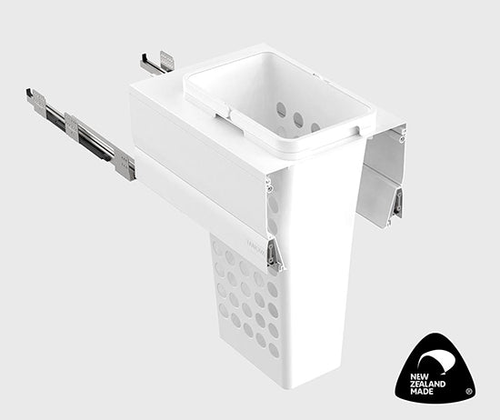 Tanova Designer Series Pull Out Soft Close  Laundry Basket  400mm Cabinet 1x36L Plastic Hamper White