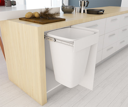 Tanova Simplex Pull Out Kitchen Bin 400mm Cabinet - 1x50L Bin Soft Close - White
