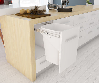 Tanova Simplex Pull Out Kitchen Bin 400mm Cabinet - 1x50L Bin Soft Close - White
