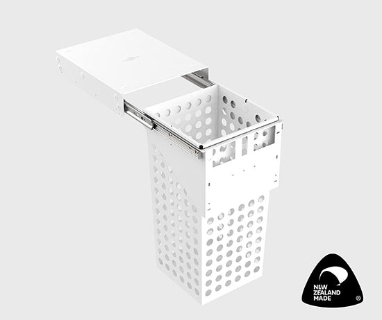 Tanova Simplex Pull Out Soft Close Laundry Basket 400mm Cabinet 1x50L Steel Basket White