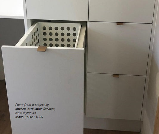 Tanova Simplex Plus Pull Out Soft Close Laundry Basket 400mm Cabinet 1x65L Steel Basket White