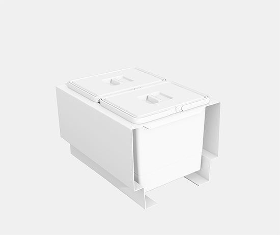 Tanova Pull Out Kitchen Bin 400mm Cab - Drawer Insert Frame & Buckets White and Charcoal