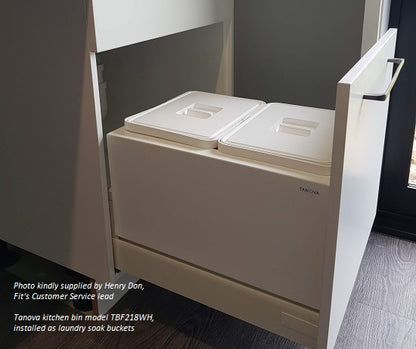 Tanova Pull Out Kitchen Bin 400mm Cab - Drawer Insert Frame & Buckets White and Charcoal