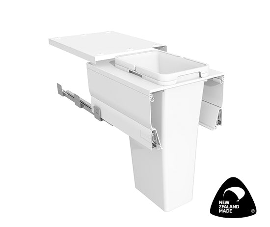 Tanova Designer Series Pull Out Soft Close Kitchen Waste Bin  400mm Cabinet-1 Bin White and Charcoal