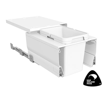 Tanova Designer Series Pull Out Soft Close Kitchen Waste Bin  400mm Cabinet-1 Bin White and Charcoal