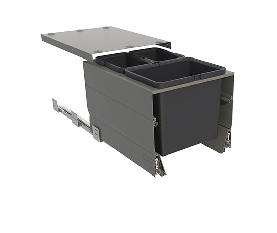 Tanova Designer Series  Pull Out Soft Close Kitchen Waste Bin  400mm 3 Bins Cabinet  -White and Charcoal