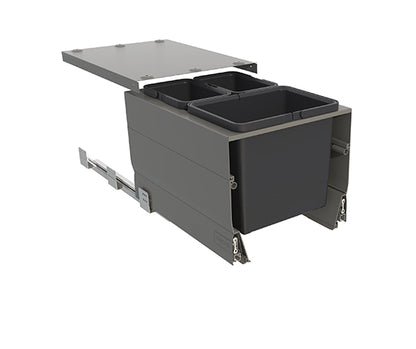 Tanova Designer Series  Pull Out Soft Close Kitchen Waste Bin  400mm 3 Bins Cabinet  -White and Charcoal