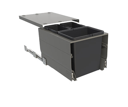 Tanova Designer Series  Pull Out Soft Close Kitchen Waste Bin  400mm 3 Bins Cabinet  -White and Charcoal