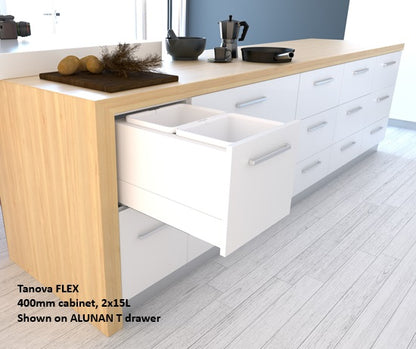 Tanova FLEX Drawer Insert Systems for 400mm Cabinets - 2 Buckets   White and Umbra Grey