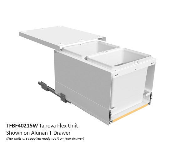 Tanova FLEX Drawer Insert Systems for 400mm Cabinets - 2 Buckets   White and Umbra Grey