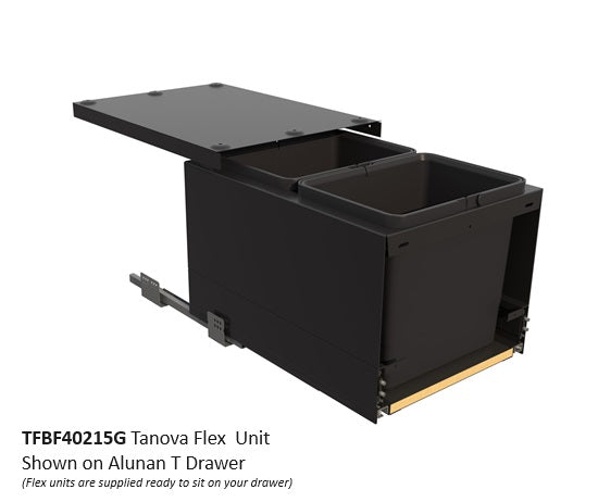 Tanova FLEX Drawer Insert Systems for 400mm Cabinets - 2 Buckets   White and Umbra Grey