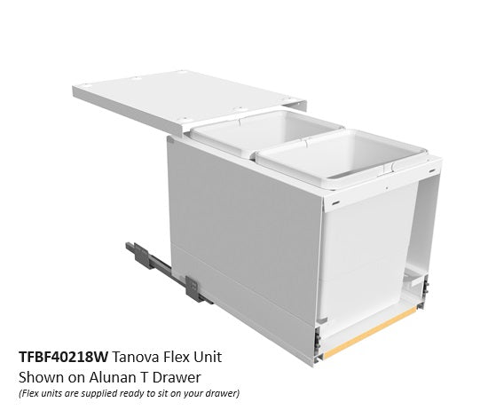 Tanova FLEX Drawer Insert Systems for 400mm Cabinets - 2 Buckets   White and Umbra Grey