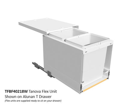 Tanova FLEX Drawer Insert Systems for 400mm Cabinets - 2 Buckets   White and Umbra Grey