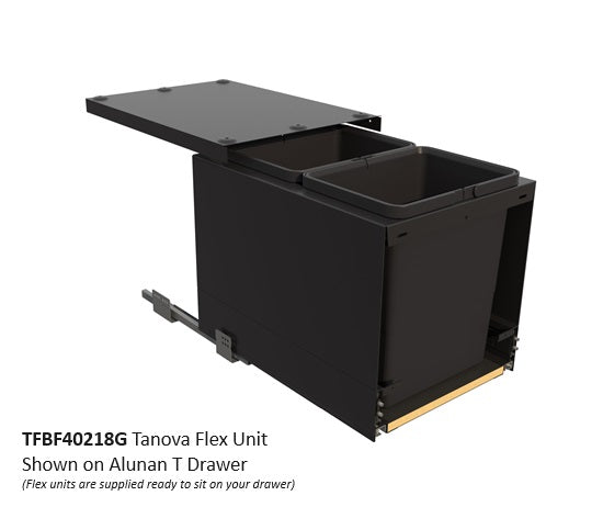 Tanova FLEX Drawer Insert Systems for 400mm Cabinets - 2 Buckets   White and Umbra Grey