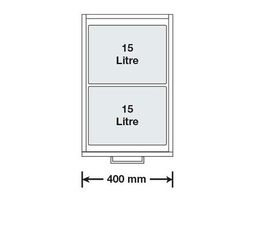 Tanova Pull Out Kitchen Bin 400mm Cab - Drawer Insert Frame & Buckets White and Charcoal
