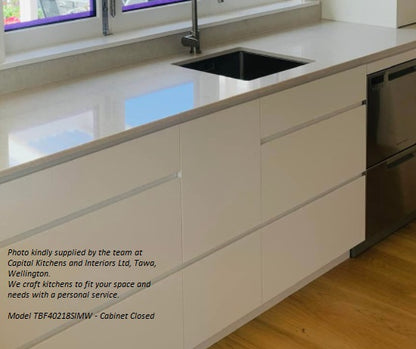 Tanova Designer Series 2 Pull Out Soft Close and Soft Close with Push to Open Kitchen Waste Bin  400mm 2 Bucket Cabinet  -White and Charcoal