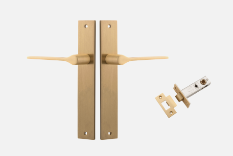 Iver Como Door Lever 15254 Rectangular Backplate Brushed Brass - Passage ,Privacy & Entrance