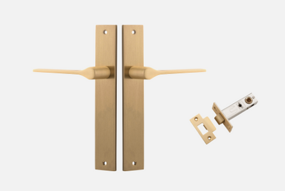 Iver Como Door Lever 15254 Rectangular Backplate Brushed Brass - Passage ,Privacy & Entrance