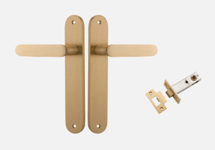 Iver Bronte Door Lever 15264 Oval Backplate Brushed Brass - Passage ,Privacy & Entrance