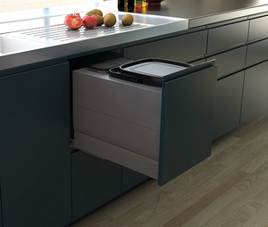Tanova NZ Designer Series Soft Close Pull Out Bokashi Unit - 400mm Cabinet - Umbra Grey & Black