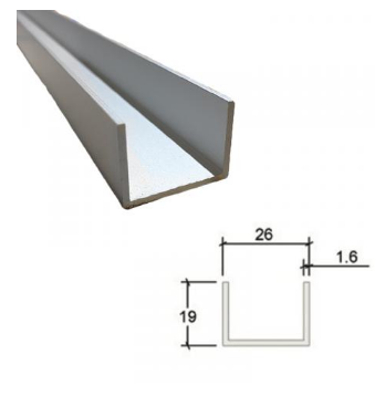 Lohala Centor E2 Straight Floor Guide Channel  Natural Anodised - Available in 5 Sizes : 2000mm ,2700mm ,3000mm ,4000mm & 5700mm