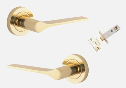 Iver Como Door Lever 0360 Round Rose Polished Brass - Passage ,Privacy & Entrance