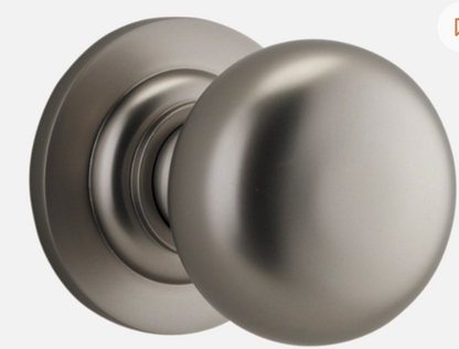 Iver Cambridge Door Knob 0209 Round Rose Satin Nickel - Passage kit , privacy kit & Entrance Kit (Dual Function 5 pin and Key Thumb 6 Pin)