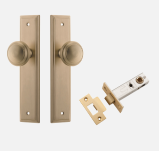 Iver Paddington Door Knob 15338 Stepped Backplate Brushed Brass - Passage ,Privacy & Entrance