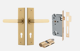 Iver Osaka Door Lever 15368 Chamfered Backplate Brushed Brass - Passage ,Privacy & Entrance