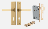 Iver Osaka Door Lever 15368 Chamfered Backplate Brushed Brass - Passage ,Privacy & Entrance