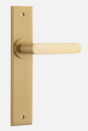 Iver Osaka Door Lever 15368 Chamfered Backplate Brushed Brass - Passage ,Privacy & Entrance